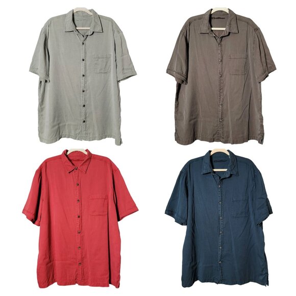 Lot of 4 Caribbean Mens Lyocell Cotton Vacation Short Sleeve Button Up Shirts XL - Picture 1 of 13